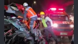 Gegara sopir mengantuk menabark tru di depannya, terjadi di tol Sumo KM687, empat penumpang travel tewas dan 7 lainnya lukaluka, Jumat malam 23.30 wib, 11 September 2026. Foto: ist