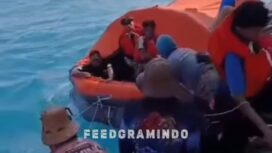 Kapal SAR dibantu kapal sipil dan nelayan berhasil mengevakuasi 102 penumpan KM Virgo 8 yang tenggelam di laut sekitar 80 mil pantai Banjarmadi, Kalsel, Minggu siang pukul 11.00 wita, 13 September 2026. Foto: ist