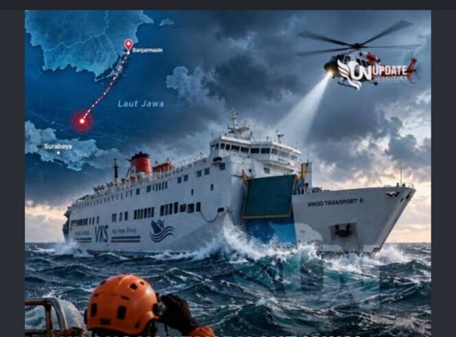 
					Ilustrasi kecelakaan laut KM Virgo Transport 8 di perairan laut 80 mil ke arah Banjarmasin. Foto: update nusantara
