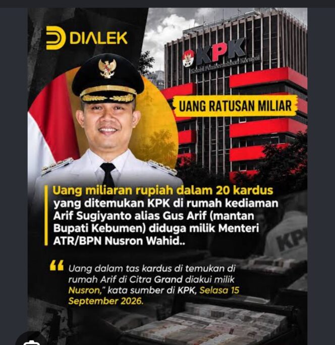 
					Arif Sugiyanto alias Gus Arif saat digerebek petugas KPK, mengatakan bahwa uang tersebut bukan miliknya, tetapi milil Menteri ATR/ BPN. Foto: instagram@dialek