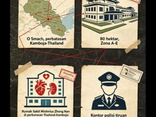 Grafis RS O Smach di perbatasan Thailand- Kamboja, diduga kuat tempat pengambilan organ tubuh migran yang gagal mencapai target. Grafis: ist