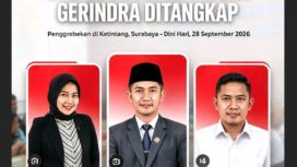 Petugas BNN Surabaya menggerebek pesta di sebuah hotel di kawasan Ketintang, Surabara, Senin dinihari, 28 September 2026. Delapan orang ditangkao, tiga orang berprofesi sebagai anggota dewan Fraksi Gerindra di Banyuwangi, Situbondi dan Malang. Foto: kolase/ ist
