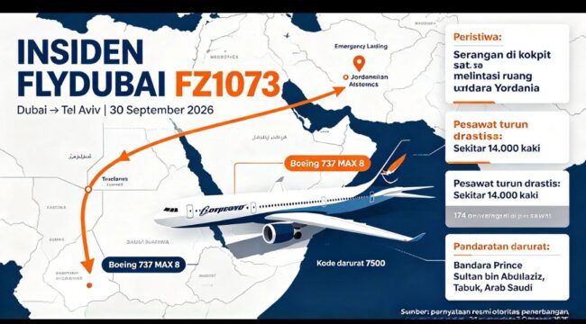 Insiden pembajakan pesawat terbang kembali terjadi, Rabu 30 September 2026. Saat copilot menikam pilot, saat penerbangan dari Dubai ke Tel Avav, Israel.  Grafis: ist