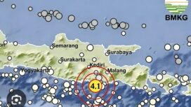 Senin, 12 Oktober 2026, terjadi dua gempa di kawasan lepas pantai Blitar Selatan. Foto: BMKG