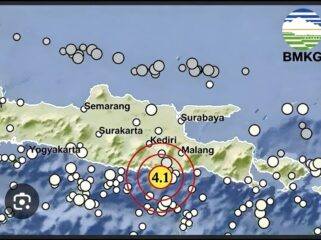 Senin, 12 Oktober 2026, terjadi dua gempa di kawasan lepas pantai Blitar Selatan. Foto: BMKG