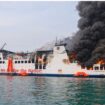 Terjadi insiden kebakaran menimpa KM Batumandi di Selat sunda. SAR berhasil menyelamatkan 460 orang yang betada di dslam kapal, Selasa, 20 Oktober 2026. Foto: ist