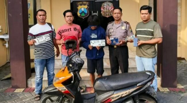 Aparat Polsek Perak, Jombang, cukup 5 jam meringkus pelaku pencuri motor, Selasa, 20 Oktober 2026. Foto: ist