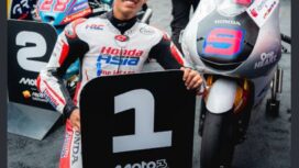 Pose Vega Ega Pratama, 17, raih pole position Moto3 di arena  Philip Island, Sabtu 24 Oktober 2026. Foto: ist